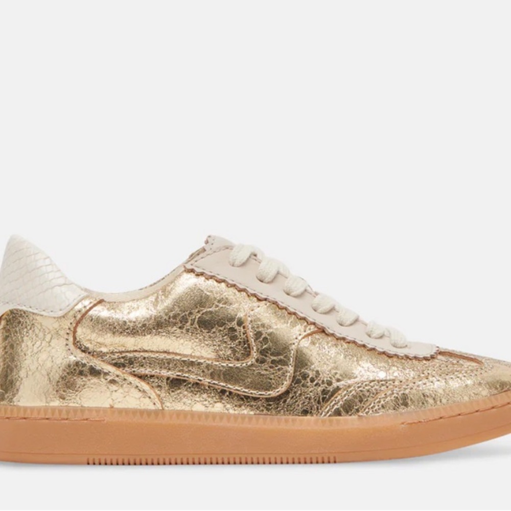 Dolce Vita Gold Metallic Low-Top Sneakers with Cream Accents - Picture 4 of 8